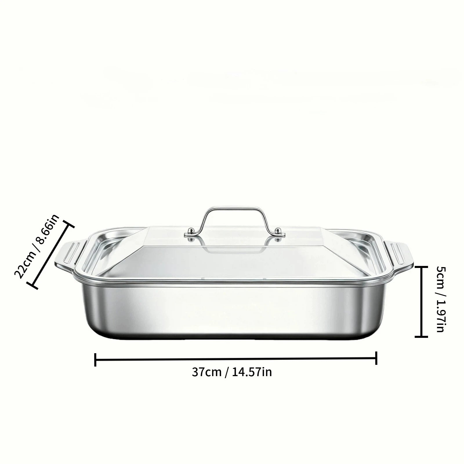 Stainless Steel Covered Roaster Pan Thickened Nonstick Oven Safe with Heat Resistant Handles for Grilling Baking Buffet Serving