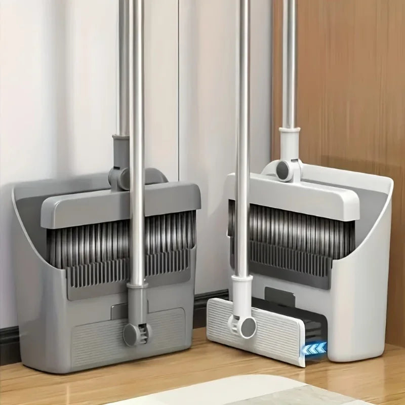 3-in-1 Folding Broom and Dustpan Set Multi Surface Cleaning Kit for Living Room Bedroom Bathroom Easy Storage Lightweight