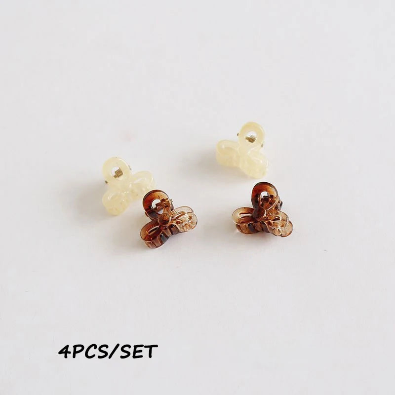 4Pcs/set Cute Jelly Color Transparent Mini Hair Claw Clip Fashion Bow Tie Sweet Girl Small Side Clamp Hairpin Hair Accessories