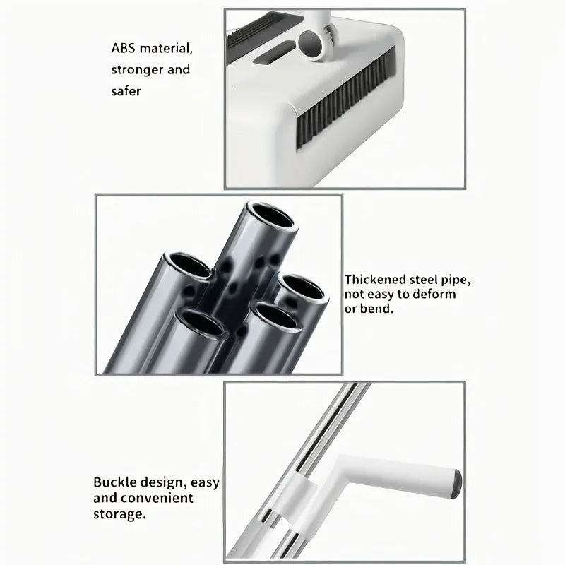 3-in-1 Folding Broom and Dustpan Set Multi Surface Cleaning Kit for Living Room Bedroom Bathroom Easy Storage Lightweight