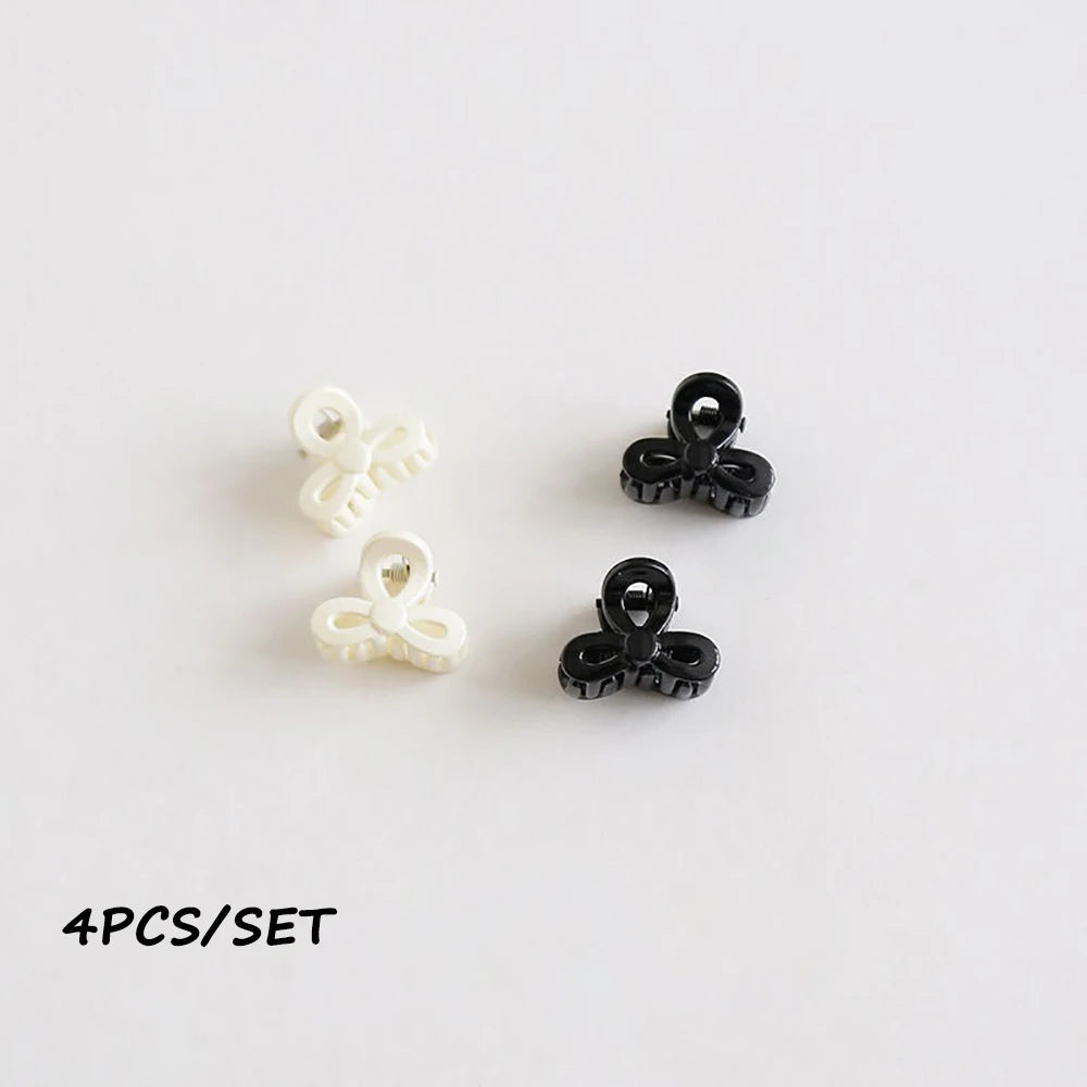 4Pcs/set Cute Jelly Color Transparent Mini Hair Claw Clip Fashion Bow Tie Sweet Girl Small Side Clamp Hairpin Hair Accessories