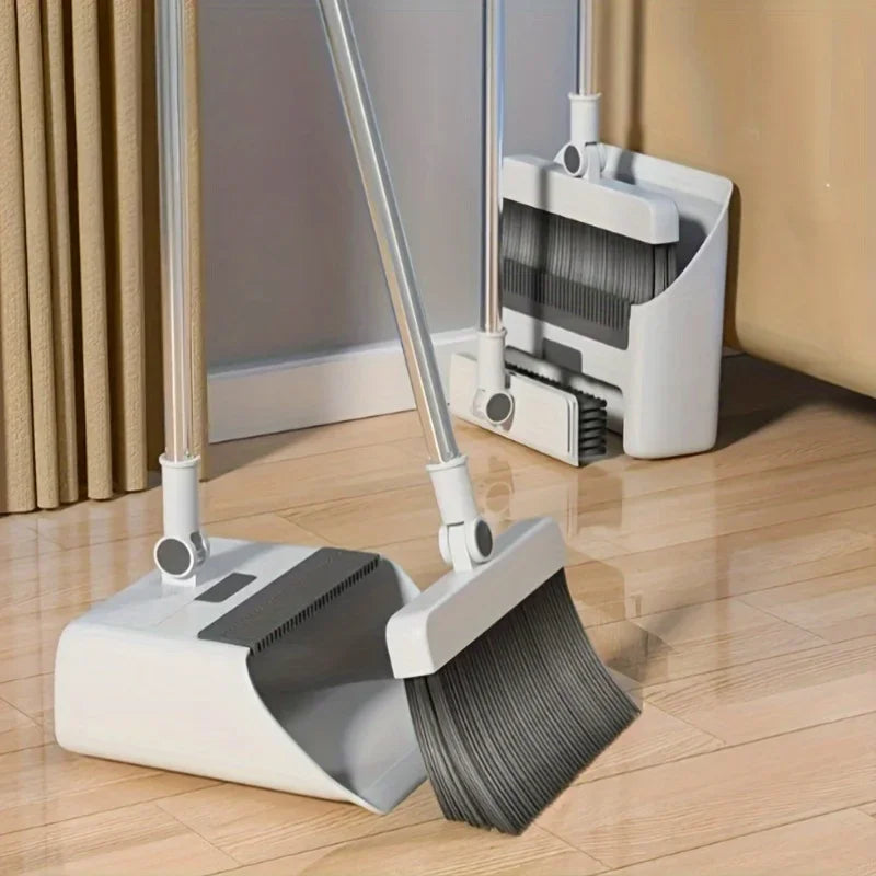 3-in-1 Folding Broom and Dustpan Set Multi Surface Cleaning Kit for Living Room Bedroom Bathroom Easy Storage Lightweight